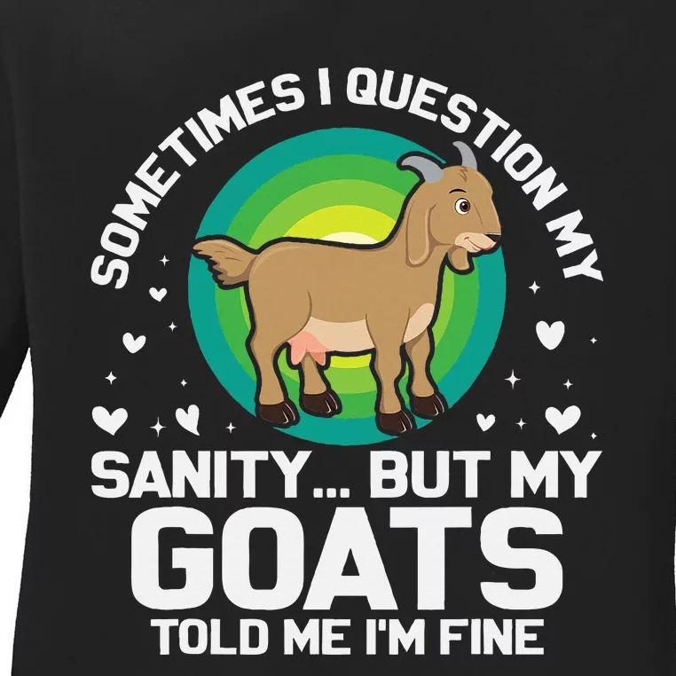 Goat Guidance Whimsical Sanity Check Ladies Long Sleeve Shirt