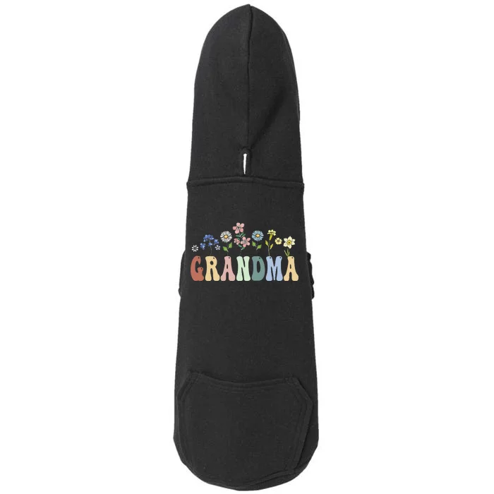 Grandma Gifts Women Wildflower Floral Grandma Doggie 3-End Fleece Hoodie