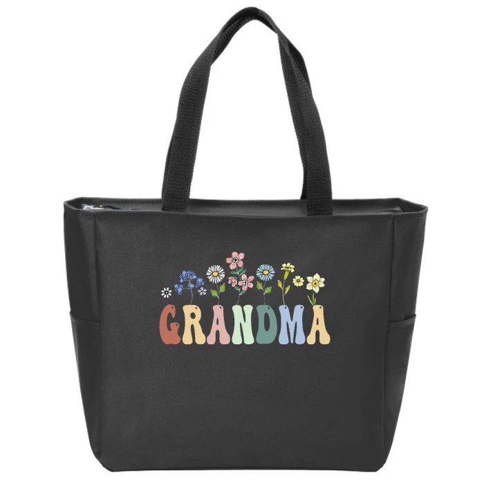 Grandma Gifts Women Wildflower Floral Grandma Zip Tote Bag