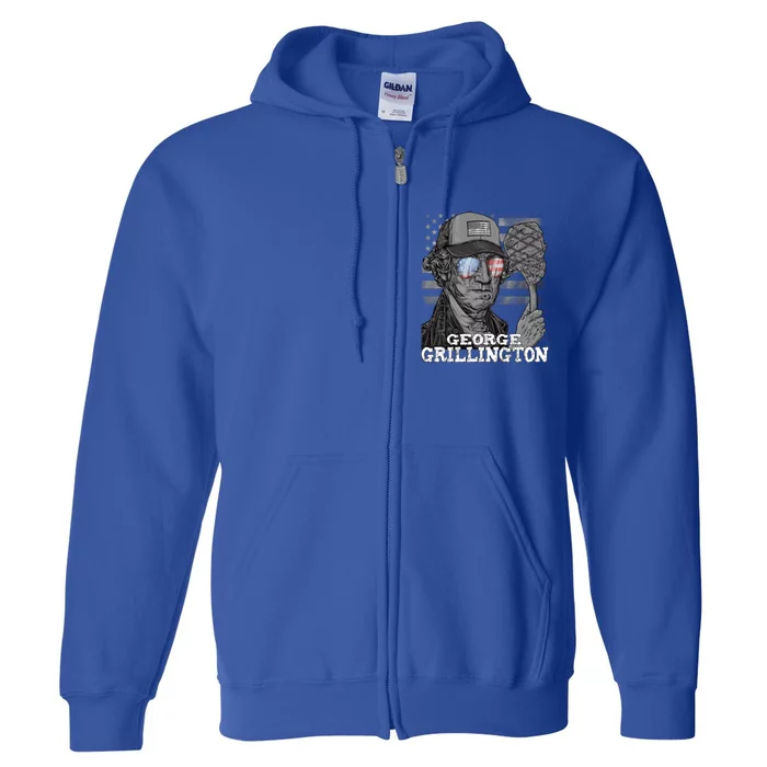 George Grillington Washington 4th Of July Usa Bbq Great Gift Full Zip Hoodie