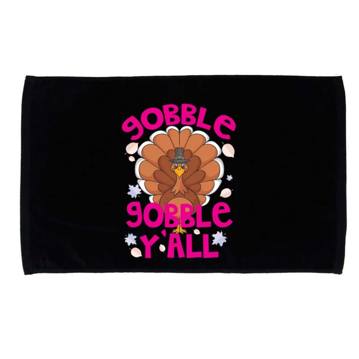 Gobble Gobble Yall Cute Turkey Funny Thanksgiving Gift Microfiber Hand Towel