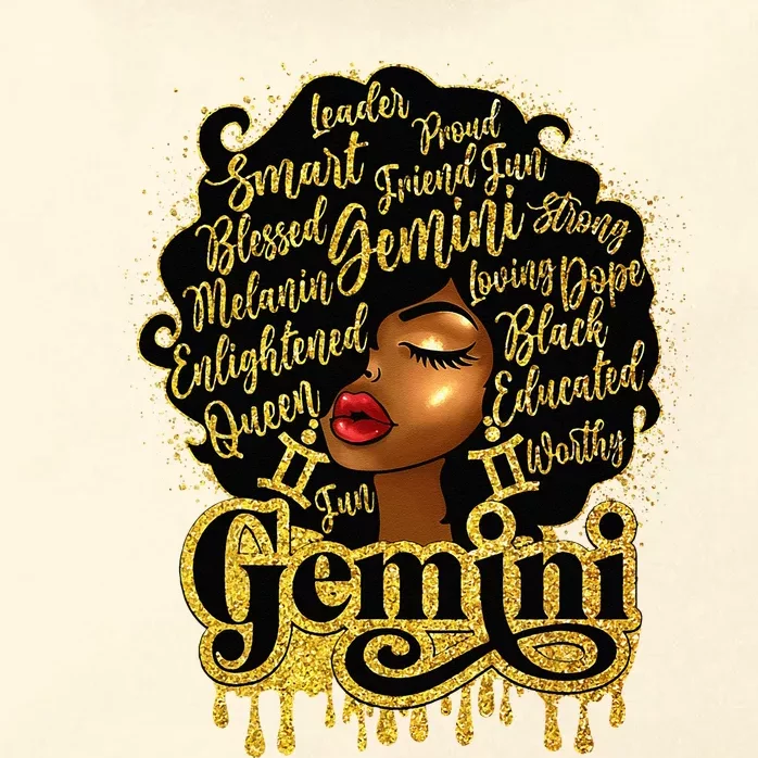 Gemini Girl Zodiac Sign Birthday Queen Afro Black Zip Tote Bag