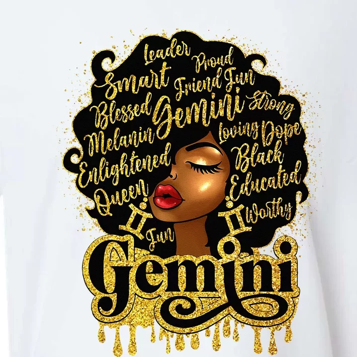 Gemini Girl Zodiac Sign Birthday Queen Afro Black Sueded Cloud Jersey T-Shirt