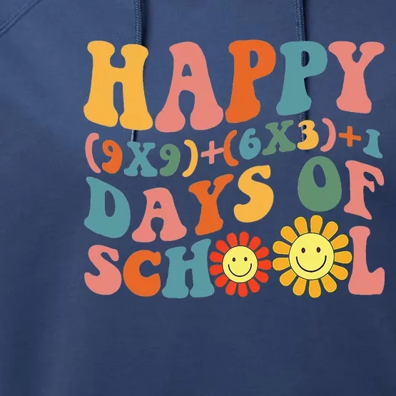 Groovy Happy 100 Days Of School Math Formula Teachers Performance Fleece Hoodie