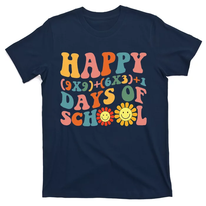 Groovy Happy 100 Days Of School Math Formula Teachers T-Shirt