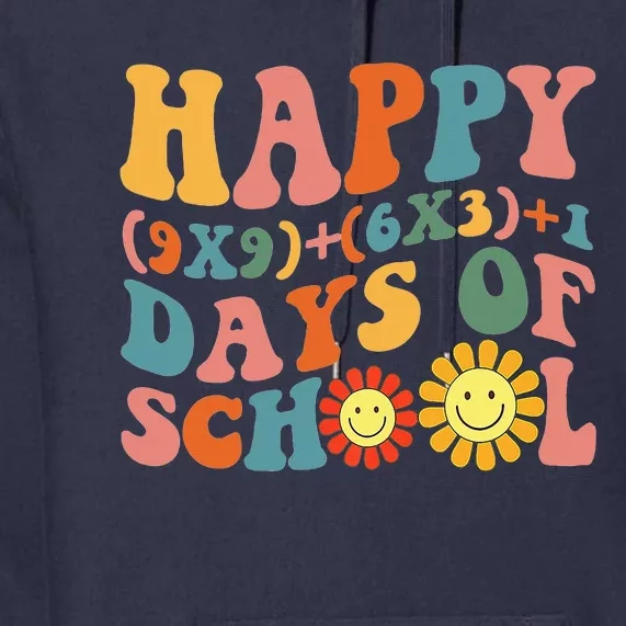 Groovy Happy 100 Days Of School Math Formula Teachers Premium Hoodie