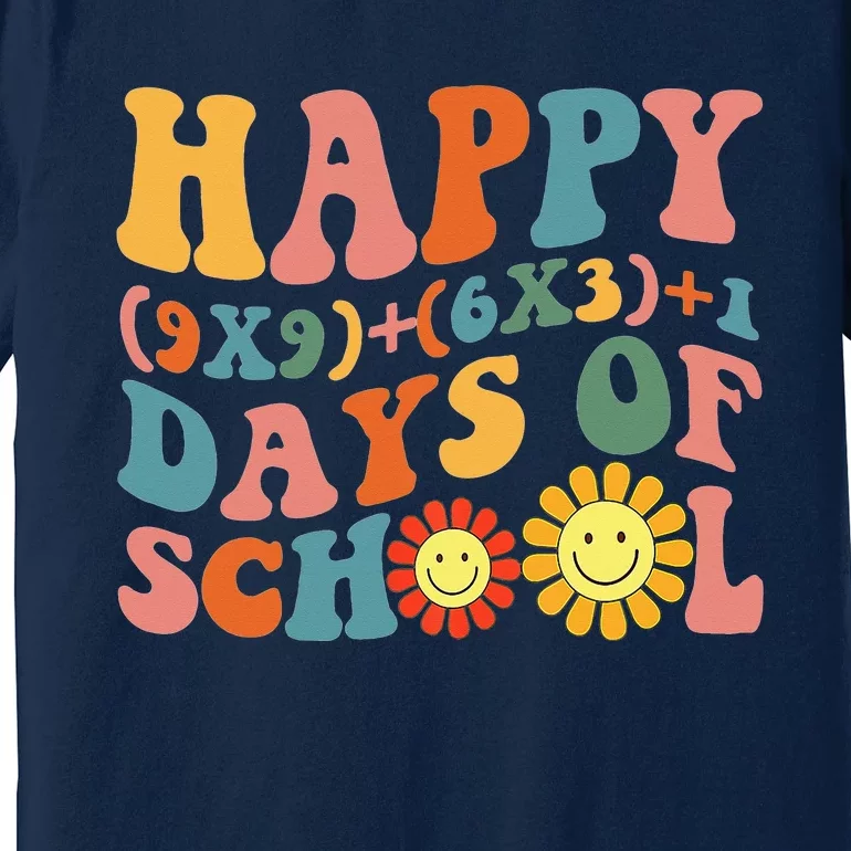 Groovy Happy 100 Days Of School Math Formula Teachers Premium T-Shirt