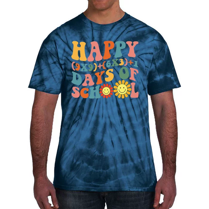 Groovy Happy 100 Days Of School Math Formula Teachers Tie-Dye T-Shirt