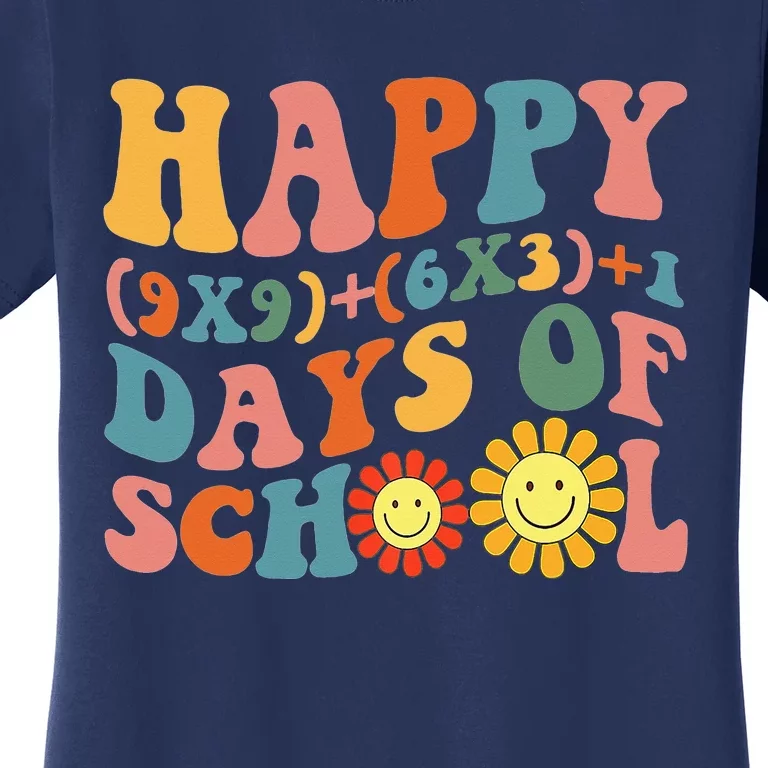 Groovy Happy 100 Days Of School Math Formula Teachers Women's T-Shirt