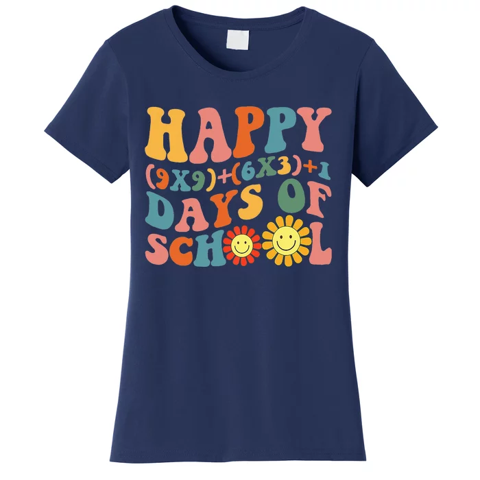 Groovy Happy 100 Days Of School Math Formula Teachers Women's T-Shirt