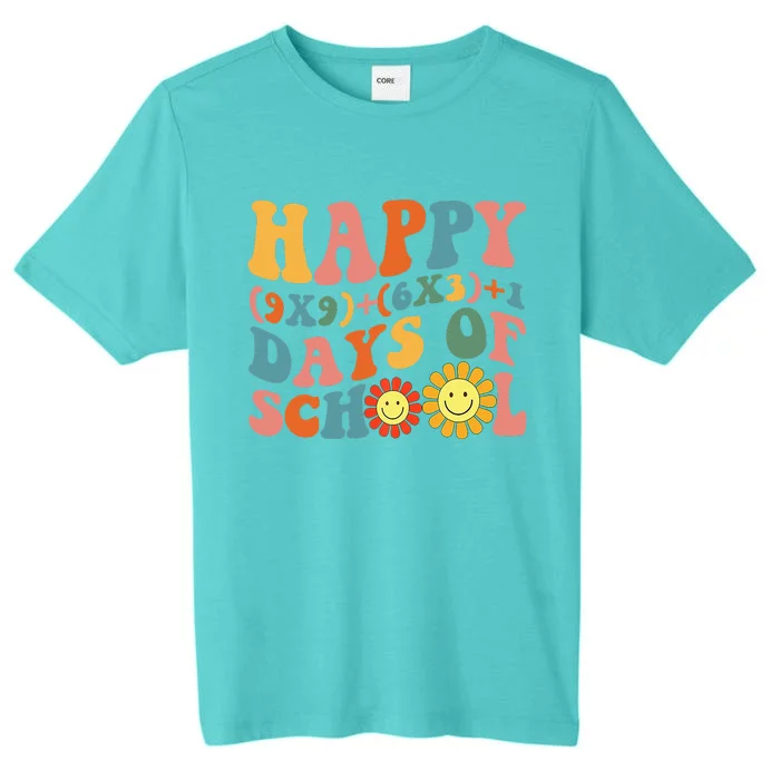 Groovy Happy 100 Days Of School Math Formula Teachers ChromaSoft Performance T-Shirt