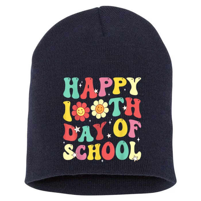 Groovy Happy 100th Day Of School Cute Students Teachers Short Acrylic Beanie