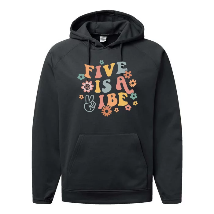 Groovy Hippie 5 Is A Vibe Boy 5th Birthday Party Decoration Performance Fleece Hoodie