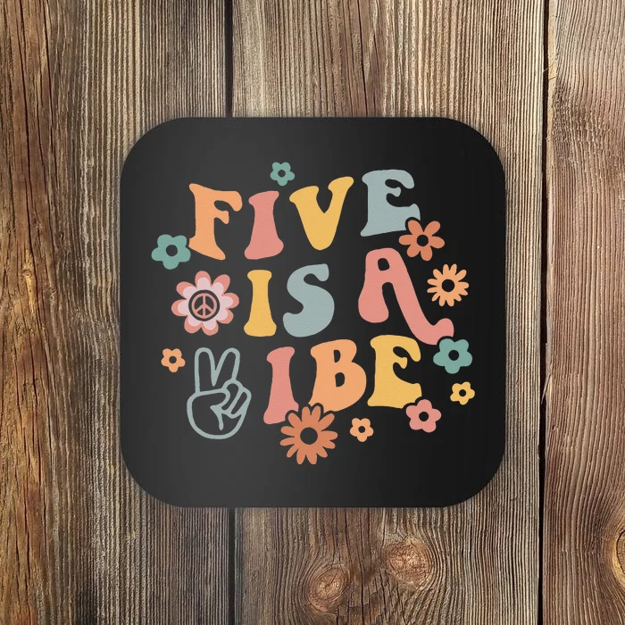 Groovy Hippie 5 Is A Vibe Boy 5th Birthday Party Decoration Coaster