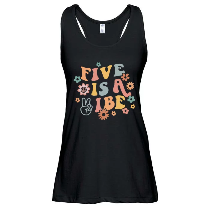 Groovy Hippie 5 Is A Vibe Boy 5th Birthday Party Decoration Ladies Essential Flowy Tank