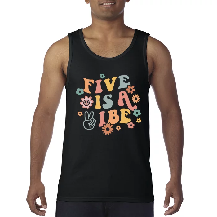 Groovy Hippie 5 Is A Vibe Boy 5th Birthday Party Decoration Tank Top