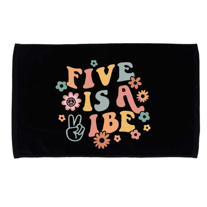 Groovy Hippie 5 Is A Vibe Boy 5th Birthday Party Decoration Microfiber Hand Towel