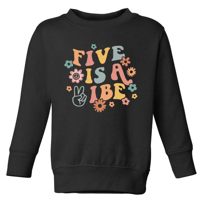 Groovy Hippie 5 Is A Vibe Boy 5th Birthday Party Decoration Toddler Sweatshirt