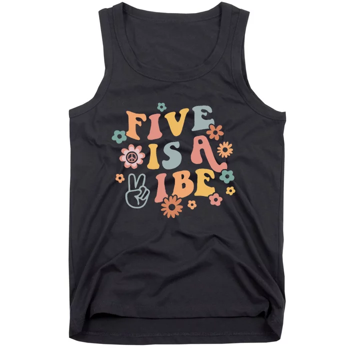 Groovy Hippie 5 Is A Vibe Boy 5th Birthday Party Decoration Tank Top