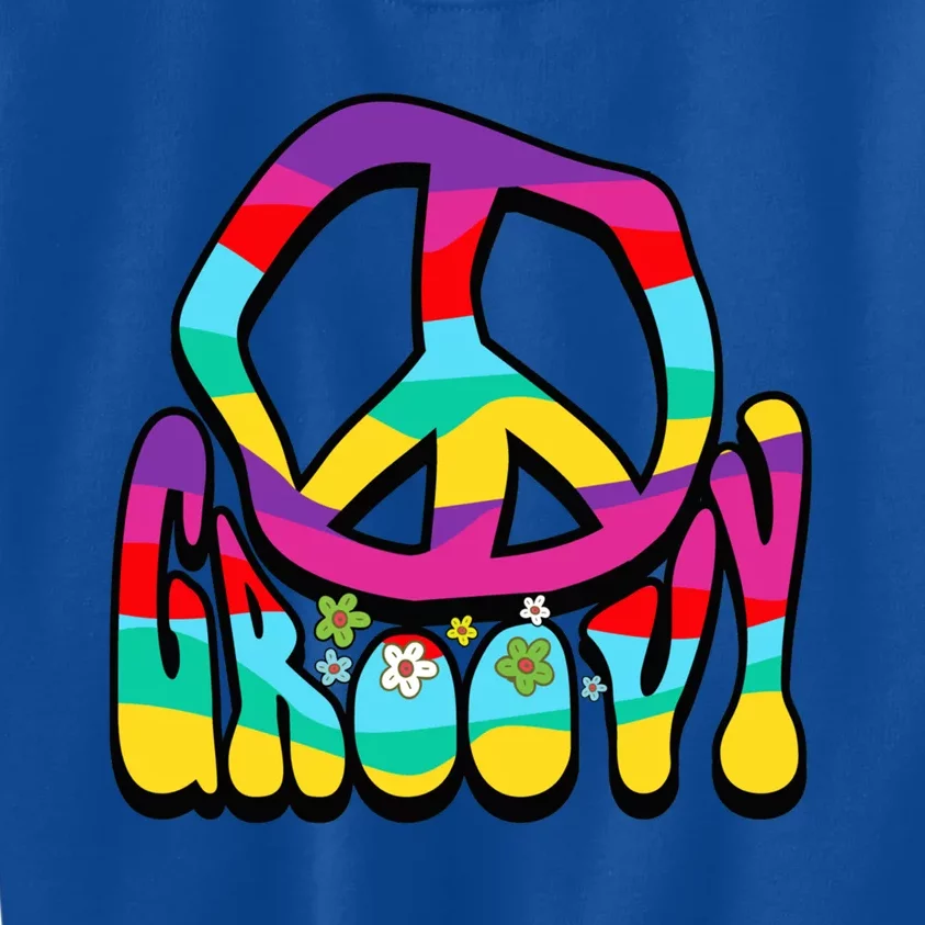 Groovy Hippie 60s 70s Peace Sign Symbol 1970s Flower Power Meaningful Gift Kids Sweatshirt