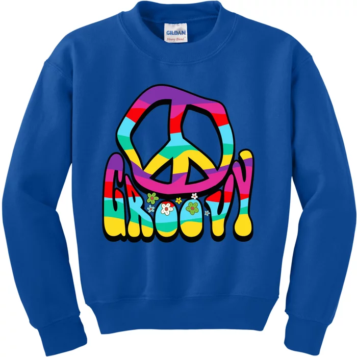 Groovy Hippie 60s 70s Peace Sign Symbol 1970s Flower Power Meaningful Gift Kids Sweatshirt