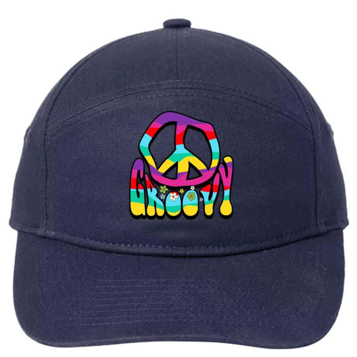 Groovy Hippie 60s 70s Peace Sign Symbol 1970s Flower Power Meaningful Gift 7-Panel Snapback Hat