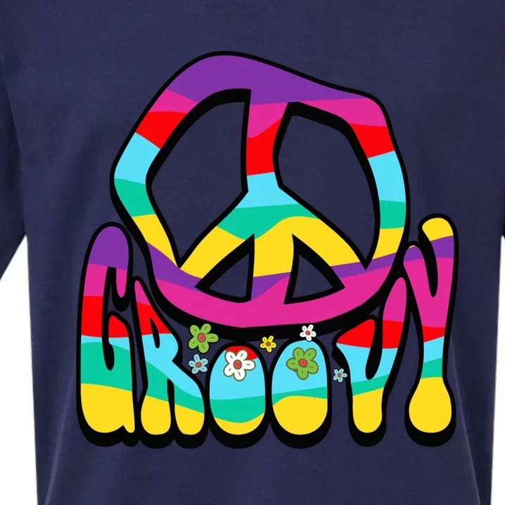 Groovy Hippie 60s 70s Peace Sign Symbol 1970s Flower Power Meaningful Gift Sueded Cloud Jersey T-Shirt