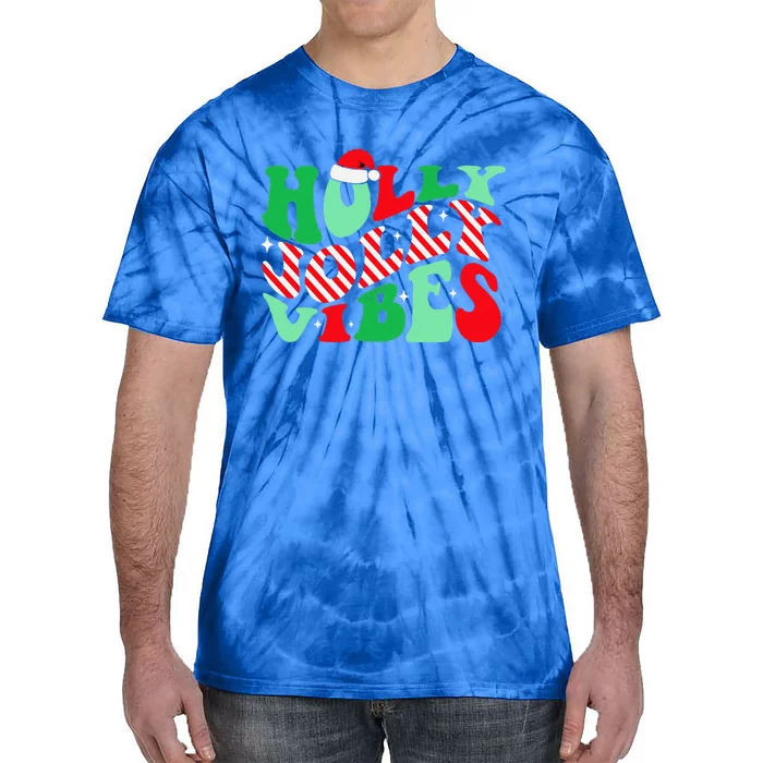 Groovy Have A Holly Xmas Jolly Christmas Santa Hat Tie-Dye T-Shirt