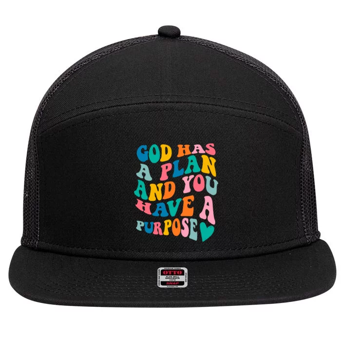 God Has A Plan And You Have A Purpose, Preppy Bible Verse 7 Panel Mesh Trucker Snapback Hat