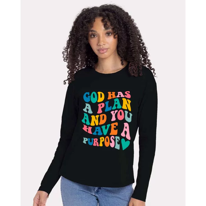 God Has A Plan And You Have A Purpose, Preppy Bible Verse Womens Cotton Relaxed Long Sleeve T-Shirt