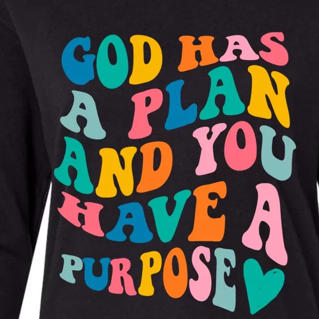 God Has A Plan And You Have A Purpose, Preppy Bible Verse Womens Cotton Relaxed Long Sleeve T-Shirt