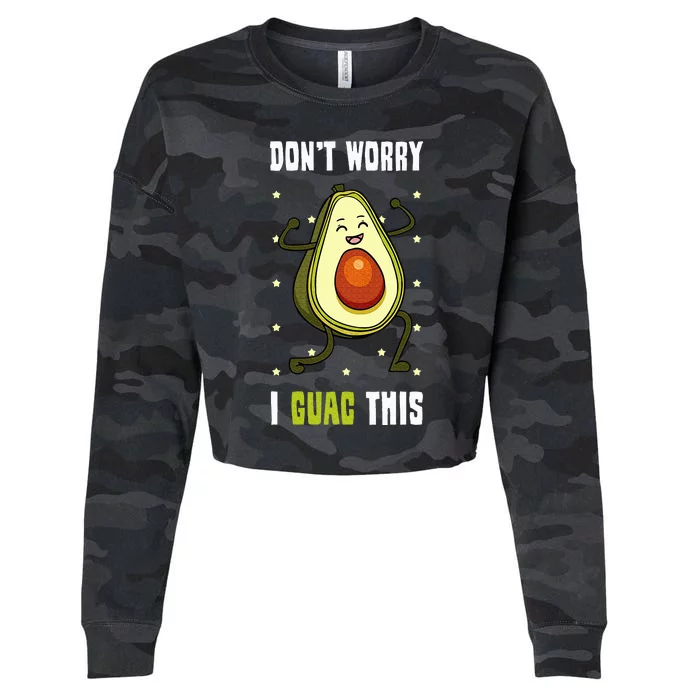 Guacamole Happy Avocado Guac Vegetarian Mexican Food Cropped Pullover Crew