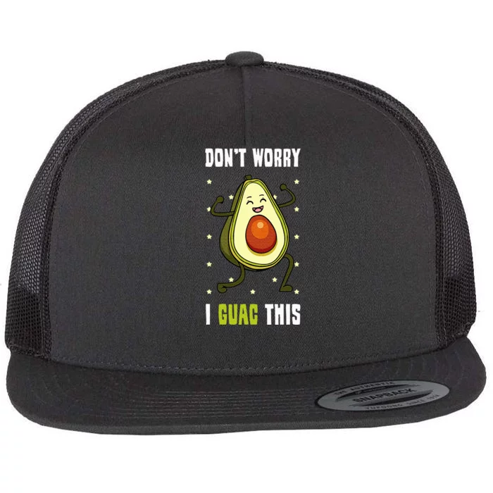 Guacamole Happy Avocado Guac Vegetarian Mexican Food Flat Bill Trucker Hat