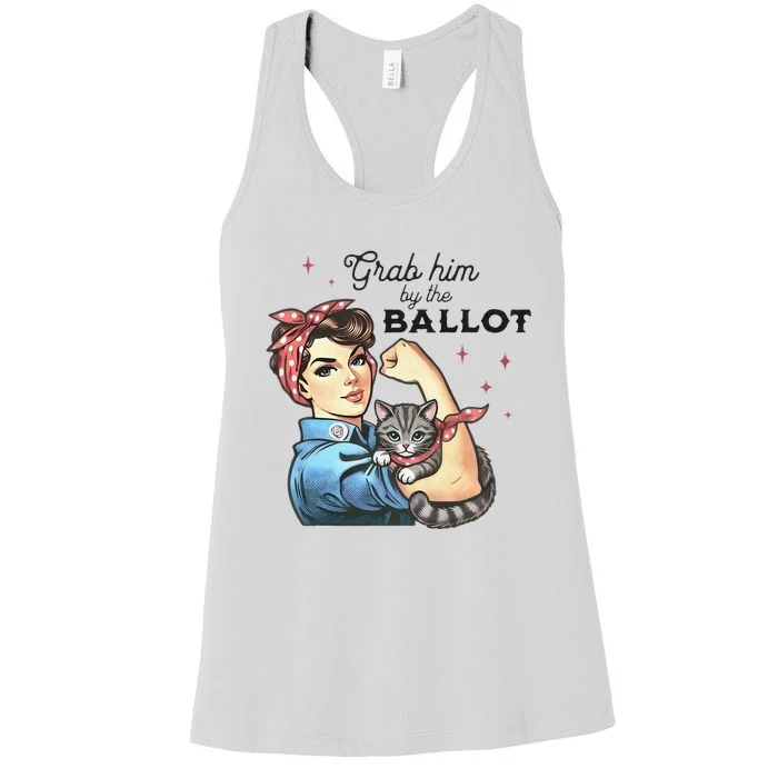 Grab Him By The Ballot Childless Cat Lady Election 2024 Women's Racerback Tank