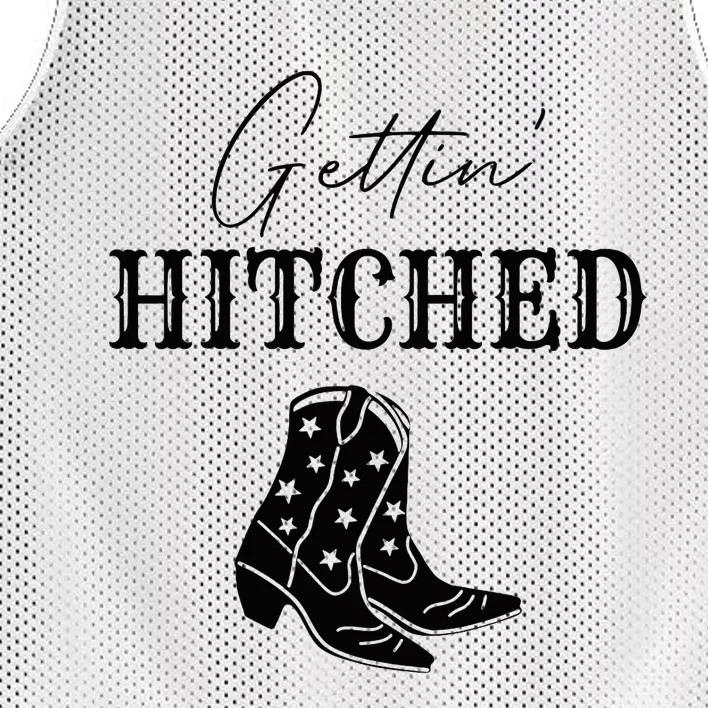 Getting Hitched Bride Western Bachelorette Party Mesh Reversible Basketball Jersey Tank