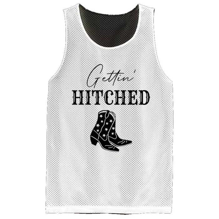 Getting Hitched Bride Western Bachelorette Party Mesh Reversible Basketball Jersey Tank