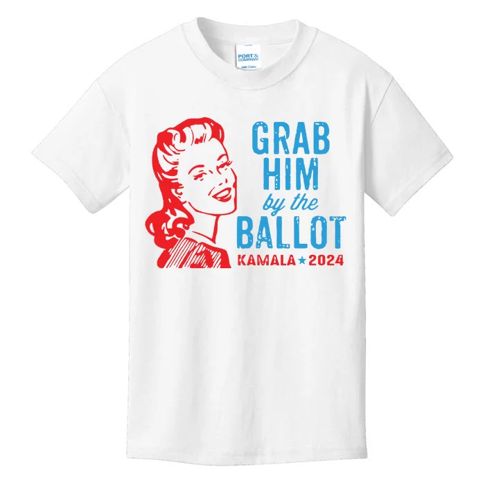 Grab Him By The Ballot Kamala 2024 Funny Harris Election Kids T-Shirt