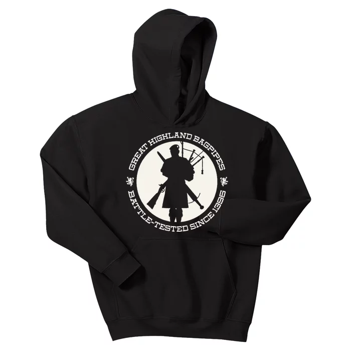 Great Highland Bagpipes Battle Tested Since 1396 Kids Hoodie