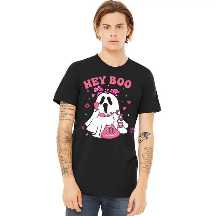 Groovy Hey Boo Cute Ghost Funny Halloween Premium T-Shirt