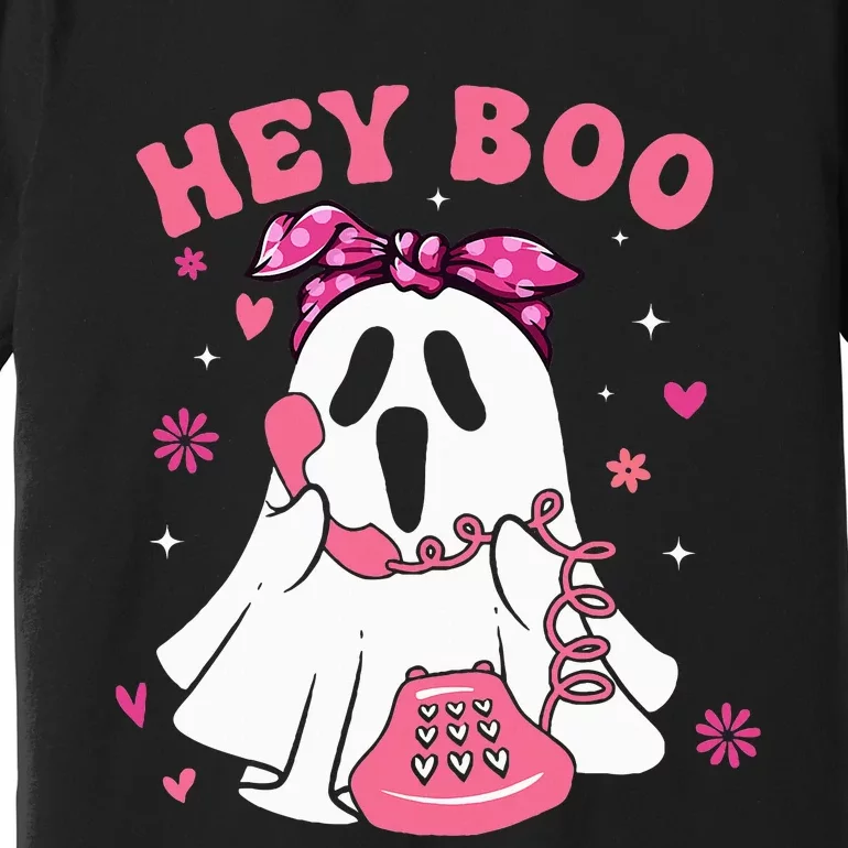 Groovy Hey Boo Cute Ghost Funny Halloween Premium T-Shirt