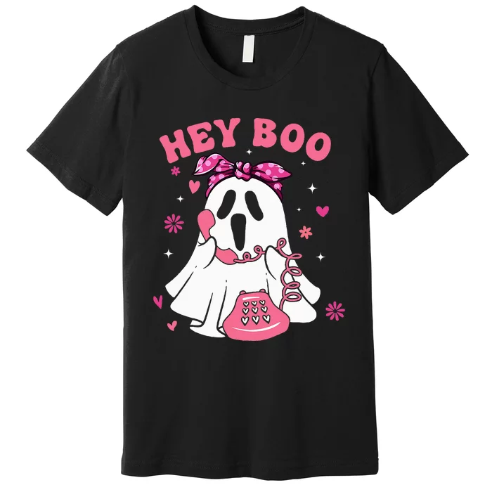 Groovy Hey Boo Cute Ghost Funny Halloween Premium T-Shirt