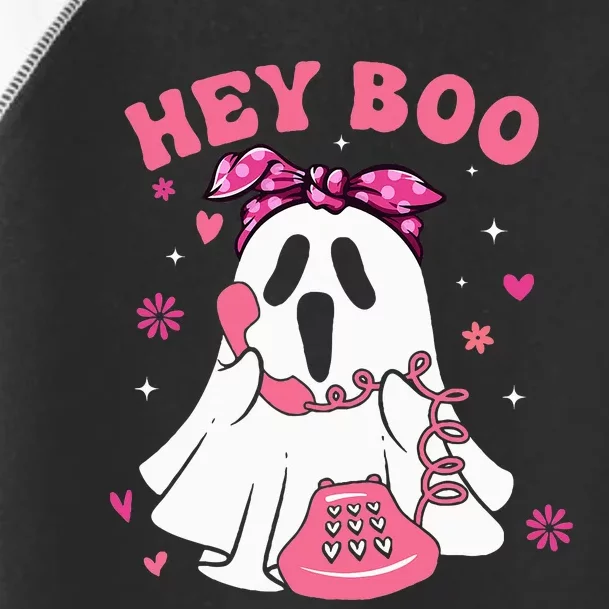 Groovy Hey Boo Cute Ghost Funny Halloween Toddler Fine Jersey T-Shirt