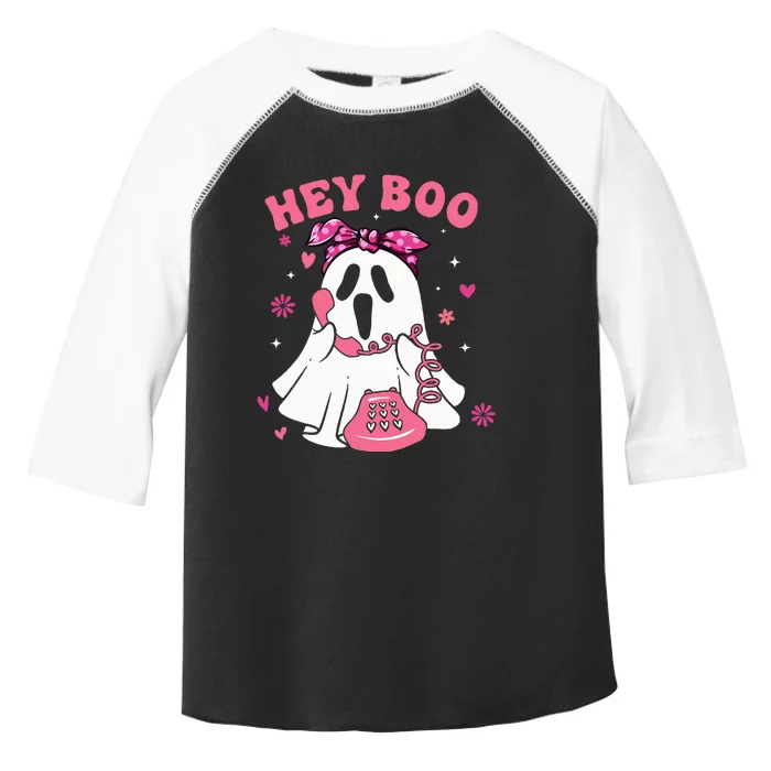 Groovy Hey Boo Cute Ghost Funny Halloween Toddler Fine Jersey T-Shirt