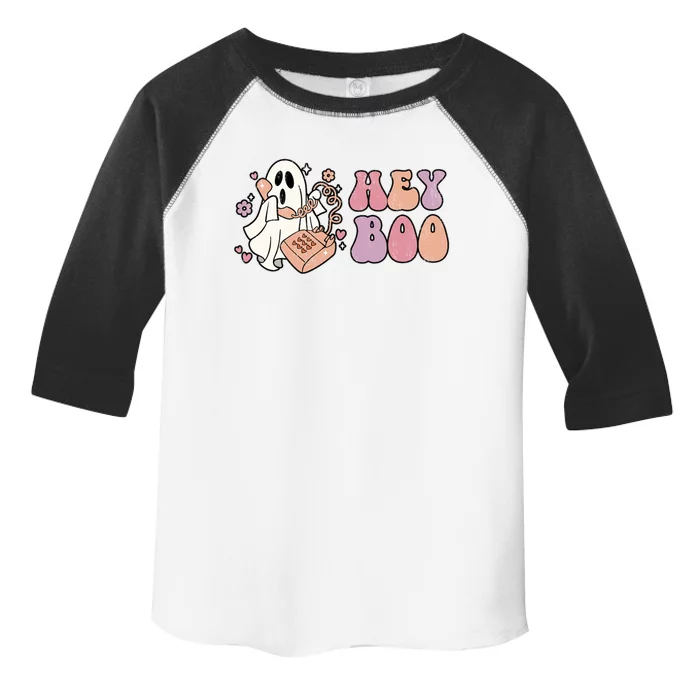 Groovy Hey Boo Cute Ghost Funny Halloween Gift Toddler Fine Jersey T-Shirt