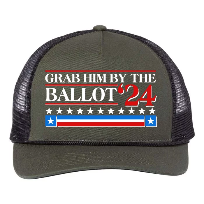 Grab Him By The Ballot 2024 Retro Rope Trucker Hat Cap