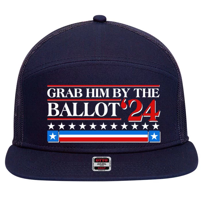 Grab Him By The Ballot 2024 7 Panel Mesh Trucker Snapback Hat