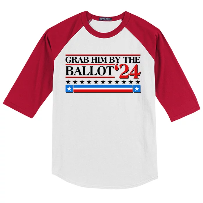 Grab Him By The Ballot 2024 Kids Colorblock Raglan Jersey