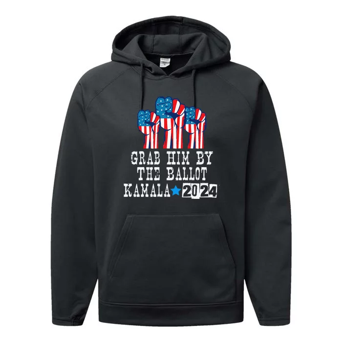 Grab Him By The Ballot Kamala 2024 Funny Election Performance Fleece Hoodie