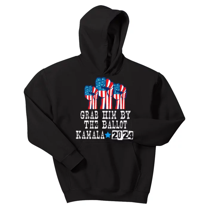 Grab Him By The Ballot Kamala 2024 Funny Election Kids Hoodie