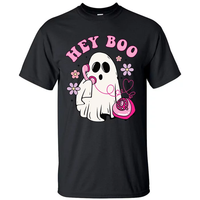 Groovy Hey Boo Cute Ghost Funny Halloween Girls Kids Tall T-Shirt